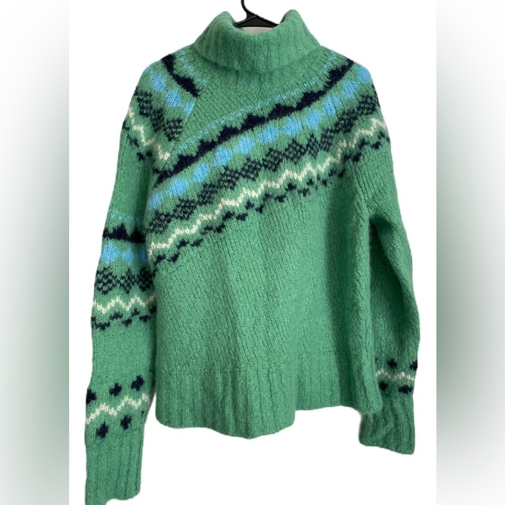 Derek Lam 10 Crosby Diagonal Grammer Fair Isle Turtleneck Sweater Size: Large